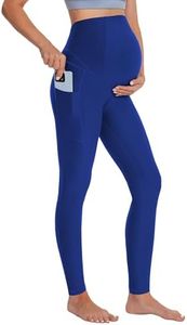 BUBBLELIME 22"/26" Maternity Yoga Leggings Soft Over The Belly Pregnancy Pant with Pockets - Maternity Pants_Navy Large-26 Inseam