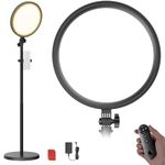 NEEWER Basics 12" 24W Large Ring Light with 68" Stand/Phone Holder/Remote for iPhone Video Recording Selfie Streaming Makeup Studio Photography, 3000K-6500K CRI98 Full Screen LED Panel Lighting, BR13