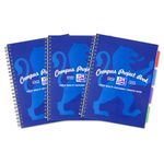 Oxford Campus A4 Lined Project Notebook with Dividers, 200 pages, Navy Colour Pack of 3, Thick White Optik Paper