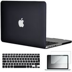 Topideal 3 in 1 -[EU/UK Keyboard Version]-Matte Frosted Hard Case Cover for 13-inch MacBook Pro 13.3" with Retina Display Model A1425 /A1502 (NO CD-ROM Drive) + Keyboard Cover + Screen Protector -Black