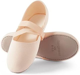 SANGEESON Ballet Shoes for Women(Leather Full Sole, Arch Support, Breathable), Yoga Socks for Men, Jazz Shoes, Dance Shoes Women for Beginner, Barre Slipper Socks Size 8-8.5, Pink