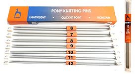 Artonezt Pony Lightweight Single Point Knob Aluminium Knitting Pins/Knitting Needles (Grey, Size No. 6 to 12, Length 25cm) Along with Neck Needles Set of 4 (Size No. 12)