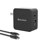 Bslemon 65W USB C Fast Charger, Dual Port Charger, Fast Charging for MacBook Pro/Air, IPad Pro, Galaxy S10, Nintendo Switch, and More