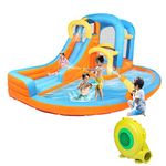 Bonnlo Inflatable Bouncy Castle with Large Water Slide, Inflatable Bounce House, Splash Pool, Climbing Wall & Tunnel, Kids Bouncy Castle for Garden, 550x295x225cm, Age 3-8 Years