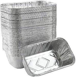 Waytiffer 50 Pack 1Lb mini Loaf Pans Heavy Duty Disposable Aluminum Foil Bread Tins Standard Size - 6" X 3.5" X 2.5" Oven Safe Sturdy Small Bread Tin Pans-1 Pound Loaf Pans