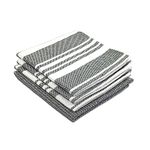 IndiHaus Cotton Multi-Purpose Kitchen Hand Towels | Waffle & Stripes | (Large 60 x 40 cm) Lunch, Dish Towel (Set of 4, Slate Grey)