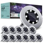 Ofheire Solar Lights Outdoor, 8 LED Solar Garden Lights, Disk Lights Waterproof Solar Ground Lights Outdoor Landscape Lighting for Patio Pathway Lawn Yard Deck Driveway Walkway