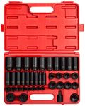 SUNEX TOOLS 2668, 1/2 Inch Drive Master Impact Socket Set, 39-Piece, SAE, 3/8" - 1-1/2", Standard/Deep, Cr-Mo Steel, Heavy Duty Storage Case, Includes Universal Joint