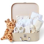 Personalised Baby Gifts - Baby Hamper, Newborn Baby Gift with Giraffe Baby Comforter, Baby Gift Set, New Born Baby Essentials - Baby Personalised Gifts, Gender Reveal Gifts, Gender Neutral Baby Gifts