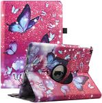 Case for iPad 9.7 5th/ 6th Gen (2017/2018)/ iPad Air 2/ Air 1-360 Degree Rotating Multi-Angle Viewing Folio Stand Cases with Auto Sleep/Wake (Purple Butterfly)