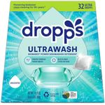 Dropps UltraWash Dishwasher Detergent Pods, Unscented (32 Ct) - Free & Clear | Cuts Grease & Stuck-On Food | Sparkling Dishes & Glasses | Residue-Free | Clean Ingredients | Plastic Free Packaging