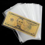 DSLSQD 100 Pieces Dollar Bill Sleeves, Money Sleeves for Cash Clear Paper Money Holder Currency Sleeves Protector Bag Money Saving Envelopes Coin Holders for Collectors (16x7.3cm)