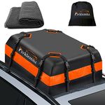 FIVKLEMNZ Car Roof Bag Cargo Carrier, 15 Cubic Feet Waterproof Rooftop Cargo Carrier with Anti-Slip Mat + 8 Reinforced Straps + 4 Door Hooks Suitable for All Vehicle with/Without Rack