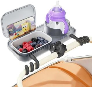 btrfe Universal Stroller Snack Tray, 3-in-1 Cup Holder Tray with Clamp & Silicone Arms Grip & Detachable Silicone Tray, Stroller Tray Attachment for Toddler & Kids, Snacking On The Go