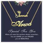 Name Necklace Personalized for Women : 18K Gold Plated Custom Name Necklace Chain Name Plate Choker Necklace Customized Gift Idea for Women Girl Female Friends Girlfriend BFF, (2-layered two names)