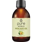 Pure World Natural Avocado Oil 250ML Cold Pressed Freshly Pressed Premium Bottled in the UK 100% Nourishing Skin, Hair, Nails Vegan