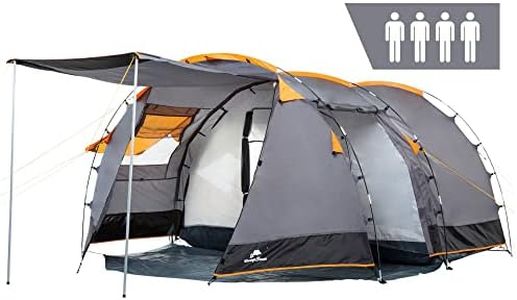 CampFeuer Tente Tunnel pour 4 Personnes Super+ | Grande Tente familiale avec 2 entrées et 3.000 mm de Colonne d'eau | Tente de Groupe (Gris-Noir/Orange)