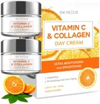 Skin 2.0 Vitamin C & Collagen Daily Face Moisturizer - Dermatologist Tested, Skin Tightening, Brightening - Anti-Aging, Clean Beauty, Cruelty-Free Korean Skincare, All Skin Types - 1.69 Fl oz (2-Pack)