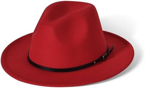 Willheoy Wide Brim Fedora Hats for Women & Men Two Tone Felt Hat Gradient Dress Hat (US, Numeric, 7, 7 1/4, Red 1#)
