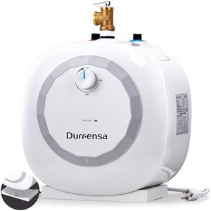 DURRENSA Water Heater Electric, 2.5 Gallons Mini-Tank Under Sink Instant Hot Water Heater, Point of Use for Kitchen/RV/Camper/Food Truck, Glass-Lined Tank (120V) Easy to Install Floor or Wall Mounted