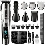 Brightup Beard Trimmer for Men - 19 Piece Beard Grooming Kit with Hair Clippers, Hair Trimmer, Electric Razor - IPX7 Waterproof Mustache, Face, Nose, Ear, Balls, Body Shavers - Mens Gifts