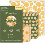 Truebee Reusable Beeswax Food Wraps 7-Pack Summer Orchard – Non Toxic, Plastic Free, Silicone Free, Sustainable, Environmentally Friendly, Organic Cotton Beeswax Wraps (S, M, L)