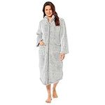 Daisy Dreamer Women's Fleece Zip Through Robe Dressing Gown Housecoat Bathrobe Plush Robes, Medium