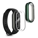 kwmobile Case Compatible with Xiaomi Mi Band 8 Case - 2X TPU Silicone Fitness Tracker Cover - Transparent/Green