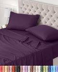Utopia Bedding Bed Sheet Set King, Purple, 4 Piece – Fitted Sheet, Flat Sheet with 2 Pillow Cases 50x75 – Wrinkle, Shrinkage & Fade Resistant – Oeko-Tex Certified, Polyester Microfiber Fabric
