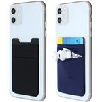 Fulgamo 2Pack Adhesive Phone Pocket,Cell Phone Stick On Card Wallet Sleeve,Credit Cards/ID Card Holder(Double Secure) with Sticker for Back of iPhone,Android and All Smartphones-Black&Navy Blue