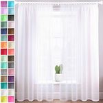 Megachest lucy Woven Voile gathering tape Curtain 2 Panels with tie backs (pure white, 56" wideX81 drop(W142cmXH206cm))