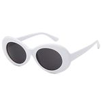 Toumett Clout Goggles Oval Mod Retro Vintage Sunglasses Round Lens - White - One size