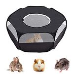 Small Animal Cage, Pet Playpen, Play Tent with Top Cover, Bedding Fence, Portable Pen for Hamster, Guinea Pig, Rabbit/Bunny, Puppy, Ferret, Rat, Cat, Chinchilla, Bearded Dragon, Hedgehog (Black)