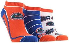 TCK Florida Gators No Show Socks Full Field 3 Pack (Blue/Orange/White, Medium)