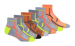 Saucony Men's Multi-Pack Bolt Performance Quarter Socks, Orange Assorted (6 Pairs), Shoe Size: 8-12