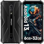 Ulefone Armor X12 Rugged Smartphone Android 13, 6GB + 32GB/256GB SD 4860mAh 13MP+8MP 5,45'' HD+ IP68/IP69K Waterproof 4G Dual SIM Free Unlocked Face ID/NFC/OTG/GPS, UK Version - Black