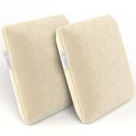 MY ARMOR Memory Foam Square Cushion for Car, Sofa/Diwan, Bed, Chair & Decoration | Highly Durable, Hypoallergenic | Velvet Cover | Cream, Pack of 2 [14"x 14" x 4"]