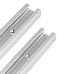 QWORK Aluminum T Track, 2 Pack 12 Inch Universal Double Cut Profile T Track, with Predrilled Mounting Holes and Screws, Woodworking and Fixtures, for Drill Press Table, Router Table