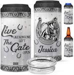 ZOXIX Live Like Someone Left The Gate Open Horse Can Cooler Tumbler Customized 16oz 4-in-1 Can Holder Travel Animal Print Cup Stainless Steel Insulated Personalized Horse Gifts