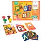 PepPlay Dough Art Kit for Kids | DIY Kit | Long Lasting Soft & Non-Toxic Clay | 32 Cards with 4 Colours - Alphabets Theme | Pre-School Learning | Birthday and Return Gift for Kids 3+