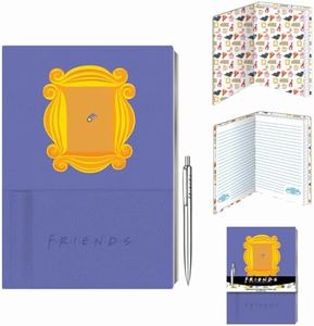 Friends Notebook and Pen Set with A5 Faux Leather Notebook and Pen, 15x21cm - Official Merchandise