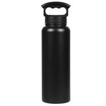 FIFTY/FIFTY 40oz, Sport Double Wall Vacuum Insulated Water Bottle, Stainless Steel, 3 Finger Cap w/Wide Mouth, Matte Black, Matte Black, 40 oz.