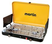 MARTIN Portable Gas Stove | 2 Burner Propane Stove Perfect for Camping, Cookout, Emergency | Made of Stainless Steel | Built-in Carrying Handle | CSA certification | Yellow Camping Stove 20,000 BTU