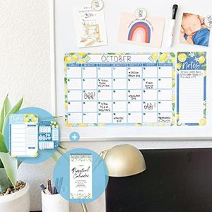 Hadley Designs 1 Lemon Magnetic Calendar Dry Erase Board for Refrigerator (Large) 1 Magnetic Weekly Meal Planner, 1 Perpetual Birthday, Special Event Reminder Calendar, Fridge Planner Magnet