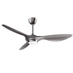 reiga 132CM Silver Smart Ceiling Fan with Dimmable LED Light, Remote App Voice Control, Modern Blades Silent Reversible DC Motor, 6-Speed, Timer