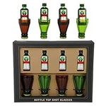 Jagermeister Shot Glass Alcohol Gift Set - 4 Bottle Top Shot Glasses with 4 Jager Miniature Bottles 2cl - 35% ABV - Fun Fathers Day Gifts or Birthday Gifts for Him or Her