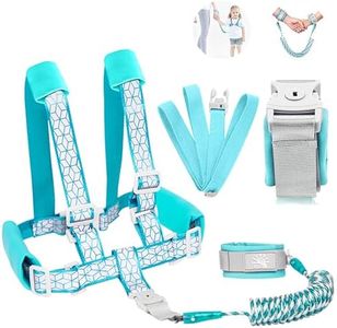 Toddler Harness Walking Leash- Child Anti Lost Wrist Link - Child Safety Harness - Upgrade with Reflective Tape Liner（6.5ft）- for 1-12 Years Boys and Girls to Disneyland, Zoo or Mall (Cyan Leash)