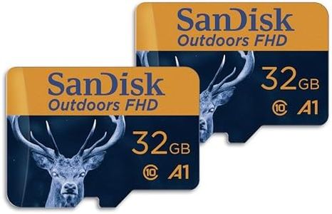 SanDisk 32GB 2-Pack Outdoors FHD microSDHC UHS-I Memory Card with SD Adapter (2x32GB) - Up to 100MB/s, Full HD, C10, A1, Trail Camera Micro SD Card - SDSQUNR-032G-GN6VT