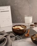 Thenga Coconut Shell Bowl + Spoon, Eco Friendly and Toxin Free for Smoothie, Cereal or Salad 500 ML (Pack of 2)