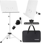 CAHAYA Sheet Music Stand & Tabletop Music Stand Solid Back with Carrying Bag for Books Notes Laptop Tablet White CY0194